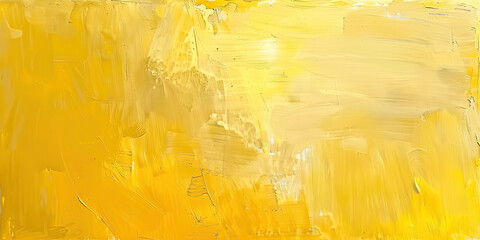 Oil paint strokes yellow on wide canvas textured background decorating art painting illustration, generated ai