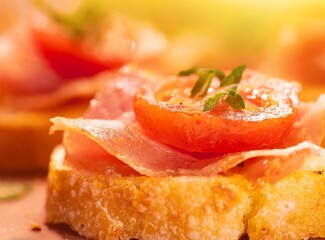 Mediterranean toast with tomato and Serrano ham