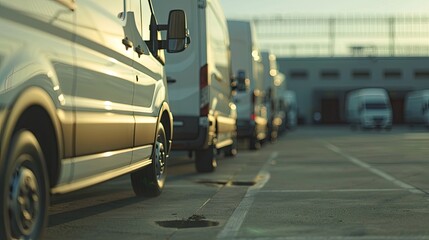 Symphony of Steel: White Trucks in a Parking Lot