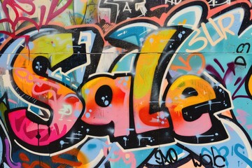 Colorful Urban Street Art Graffiti with Message Sale