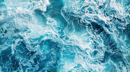 Naklejka premium Vibrant Blue Sea Water Texture with Gentle Waves - Ocean Surface Background
