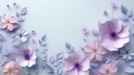 Elegant floral background with delicate purple and pink flowers, perfect for spring and summer themes, invitations, and greetings.