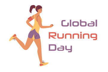 Vector design for World Running Day 2 June. A holiday designed to attract people to jogging - as one of the simplest and most accessible sports that contribute to maintaining a healthy lifestyle.