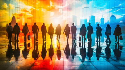 Terminal Travelers: Group of People Walking in Airport Lobby
