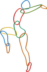 A female gymnast figure with thin rubber bands to depict elasticity and agility.