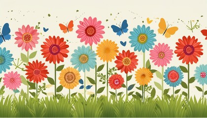 Colorful flowers design abstract landscape