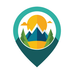 Nature Location Icon Logo Isolated on White Background