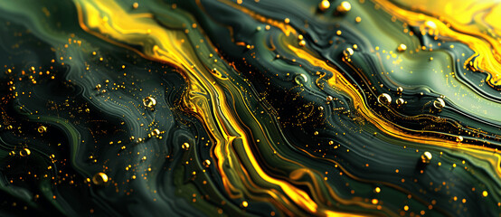 Luminous Liquid Abstract Olive and Gold Fluid Art Background