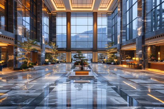 Modern shopping mall with sleek design and vibrant lighting creating a dynamic and inviting retail environment