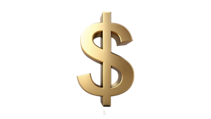 A shiny dollar sign symbol standing out against a plain white background