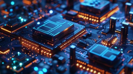 Fototapeta premium Depict the cutting-edge technology of quantum computing with an image of a futuristic computer lab filled with glowing quantum processors