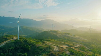 Depict the natural beauty of South America with images of lush rainforests, majestic waterfalls, and wind-swept plains, highlighting the investment potential of renewable energy projects