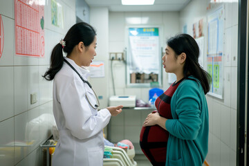 Fototapeta premium The Doctor communicates with a Pregnant woman