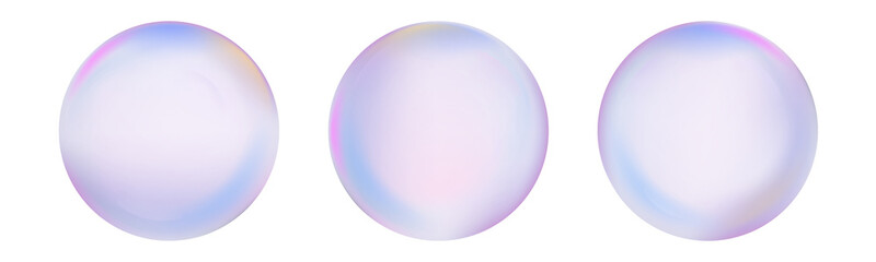 Soap air bubbles flow on transparent background