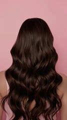 Woman's hair, beauty, and back in studio for cosmetic, comparative, or before-after results on pink background Care, repair, and model with shine, luster, growth, volume, or keratin texture.