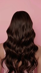 Fototapeta premium Woman's hair, beauty, and back in studio for cosmetic, comparative, or before-after results on pink background Care, repair, and model with shine, luster, growth, volume, or keratin texture.