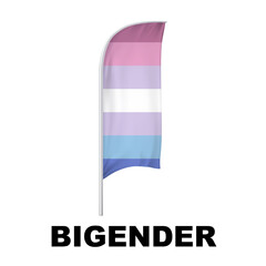 Bigender Pride Curved Vertical Flag Vector - Symbol of Gender Diversity with its unique grayscale palette and vibrant green accent. Perfect for inclusivity campaigns and awareness events.