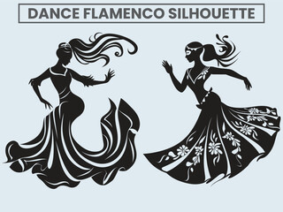Dance Flamenco Silhouette. princess dancing flamenco.