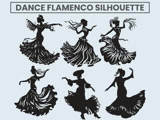 Dance Flamenco Silhouette. princess dancing flamenco.
