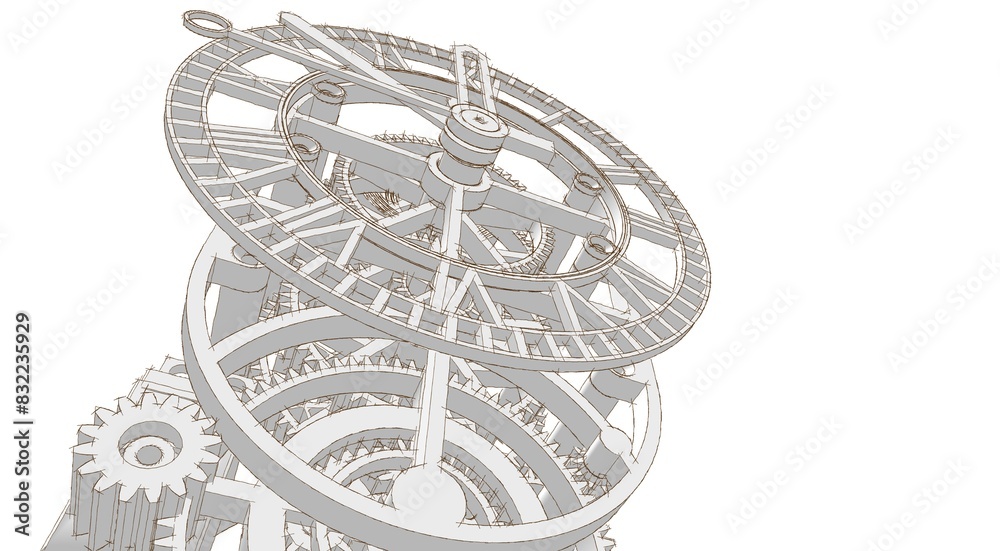 Poster clock graphic symbol 3d illustration