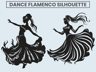 Dance Flamenco Silhouette. princess dancing flamenco.