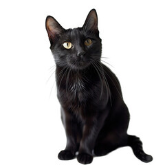 Black cat on white background