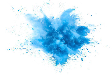 blue powder explosion effect isolated or on white background	