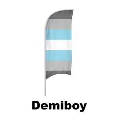 Demiboy Pride Curved Vertical Flag Vector - Symbol of Gender Diversity with its unique grayscale palette and vibrant green accent. Perfect for inclusivity campaigns and awareness events.