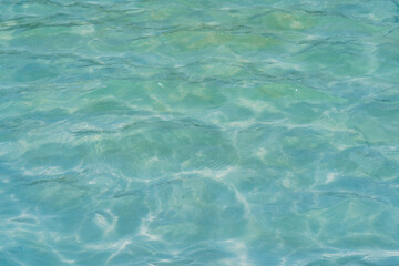 Photo background texture of blue transparent water in the Atlantic Ocean near the coast of Portugal.