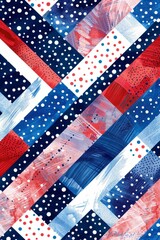 Fototapeta premium Dynamic and Stylish Soccer Jersey Design Pattern in Blue, Red, and White for Sublimation Printing