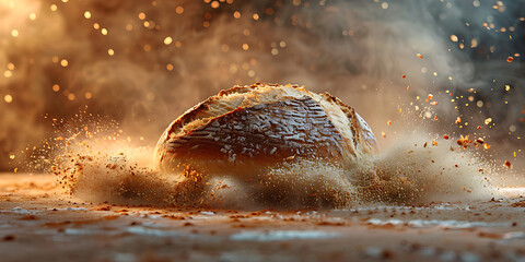 Artisan Baker Crafting Warm Bread in Earth Tone Palette