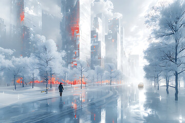 Futuristic VR Cityscape: Abstract Skyscraper & Tech Innovation