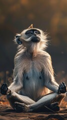 Obraz premium A monkey balances in a yoga pose with grace and focus