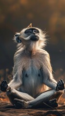 A monkey balances in a yoga pose with grace and focus