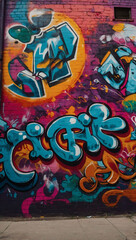 Urban mural showcasing a riot of colors in graffiti style.