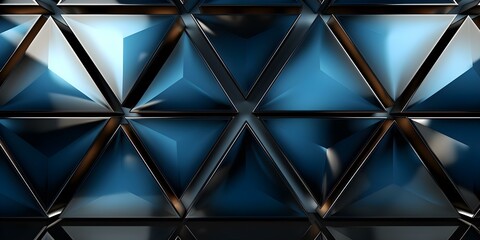 D Fractal Wallpapers: Abstract Dark Blue Bronze Crystal Triangles with Metallic Finishes. Concept Abstract Art, Fractal Designs, Dark Blue Color Scheme, Metallic Finishes, Crystal Triangles