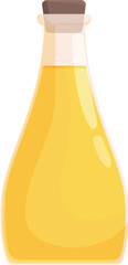 Vibrant vector illustration of a sealed bottle containing golden olive oil
