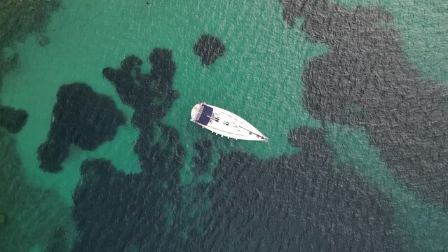 Yacht in the Aegean Sea off the coast of Thassos, Greece
