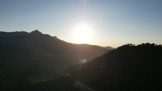 Sunset against the mountains near Kastro, thassos greece