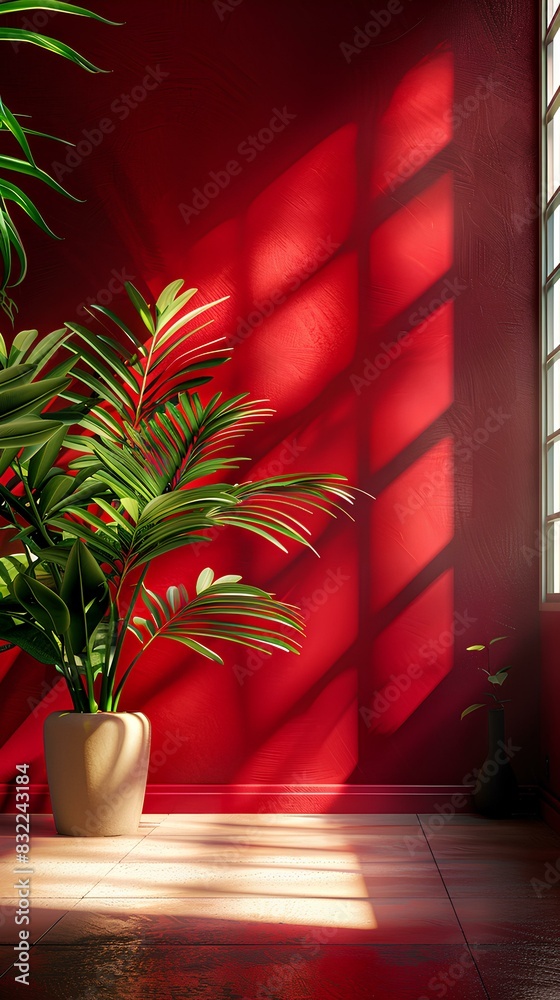 Wall mural empty red room interior