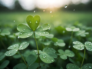 clover with water drops