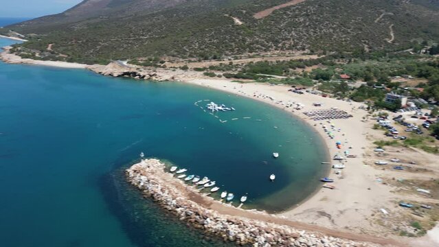 Skala Marion port and beach from the air