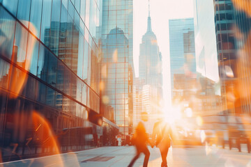 Blurred business people walking in the city street
