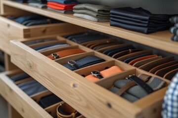 Minimalist Wardrobe with Integrated Accessory Display

