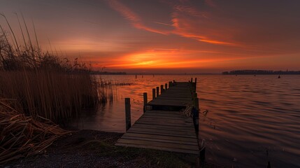 Fototapeta premium Scenic Beauty of Ruppiner Seenplatte Neuruppin at Sunset - Tranquil Evening Landscape
