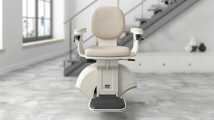 Contemporary stairlift enhancing home accessibility with assistive technology in bright interior
