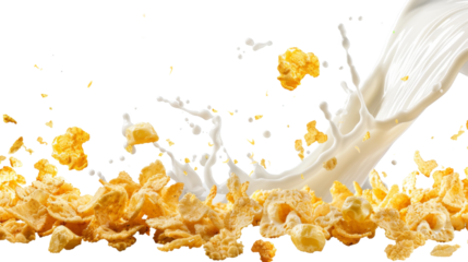 Corn flakes with milk splash
