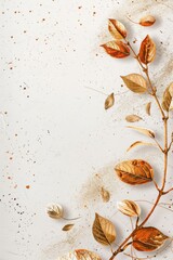 Elegant Autumn Leaves and Abstract Gold Elements Background Design