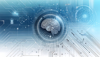 Obraz premium Futuristic AI Background Image with Digital Brain Patterns and Neural Networks