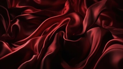 Fototapeta premium red silk on top of a black background with folds and folds